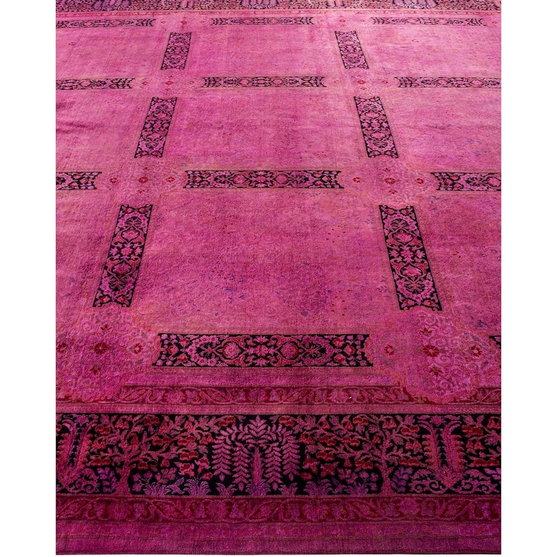 Overton Hand Knotted Wool Vintage Inspired Modern Contemporary Overdyed Pink Area Rug - 9' 10" x 11' 6"