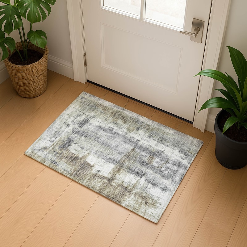 Premium Washable Super Soft Abstract Glam Mayfield Rug - Beige - 1'8" x 2'6"