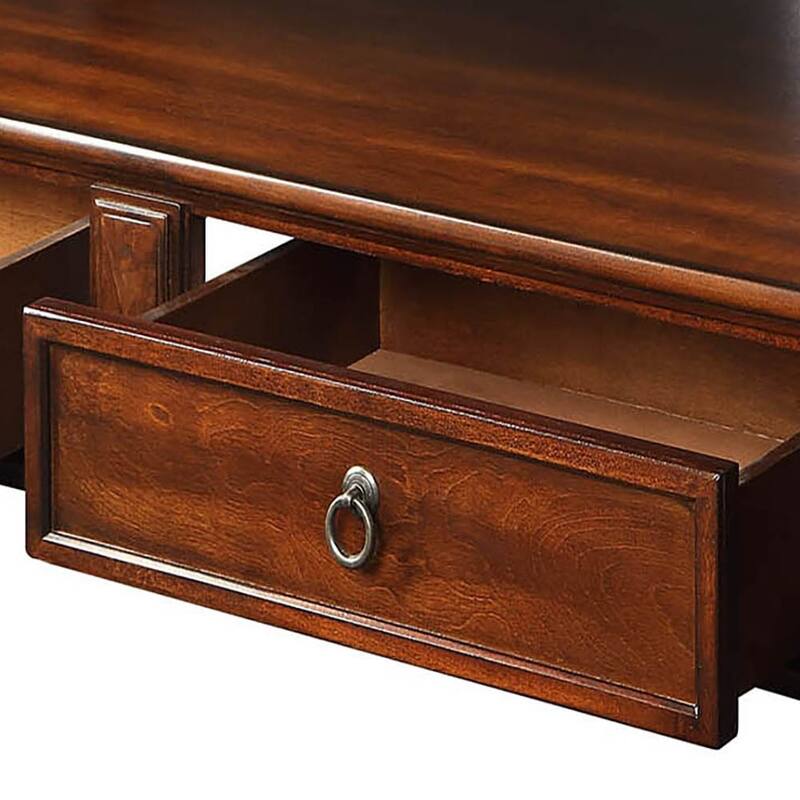 Yaztrie Walnut 4-drawer Coffee Table with Open Shelf