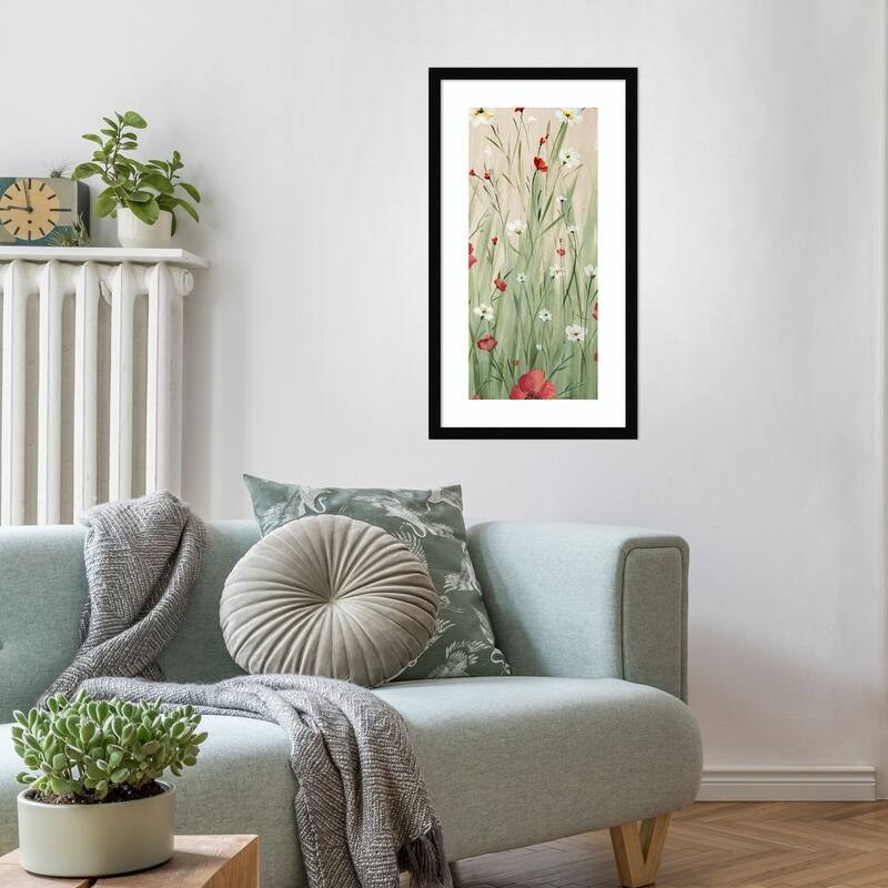 Wildflowers in Gentle Breeze No. 2 by Alex Black Wood Framed Wall Art Print