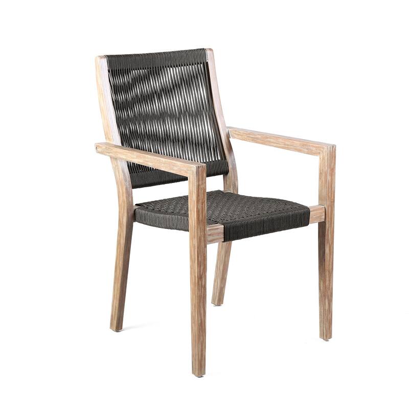 Madsen Solid Wood and Rope Outdoor Dining Chairs - Set of 2