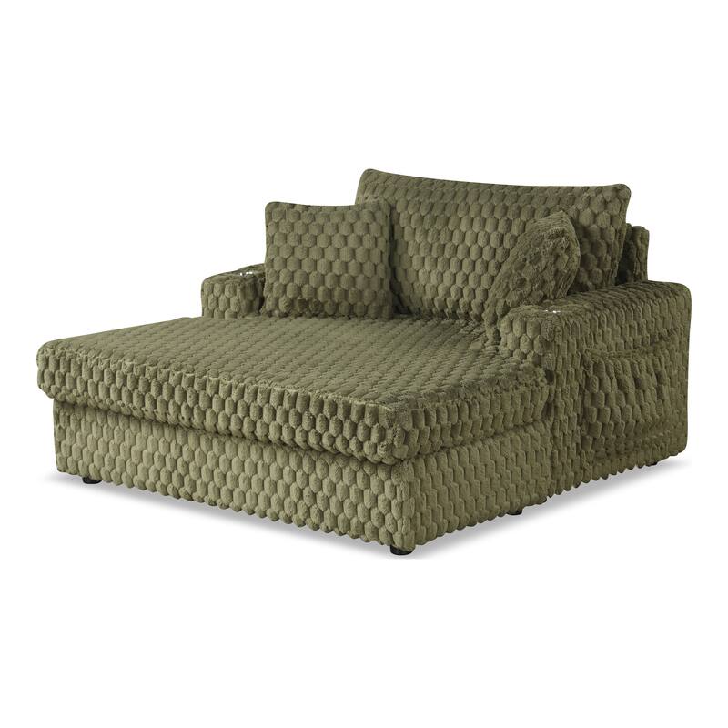 Furniture of America Lanturn Modern Soft Upholstered 2-Arm Oversized Chaise