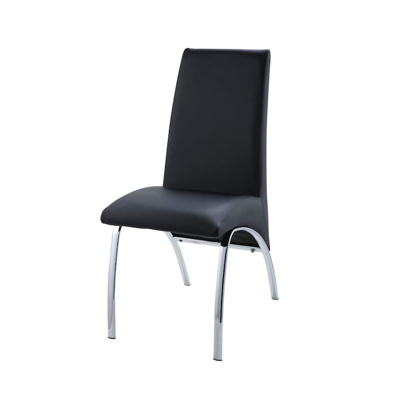 HomeRoots Set of Two Black Upholstered Faux Leather Dining Side Chairs