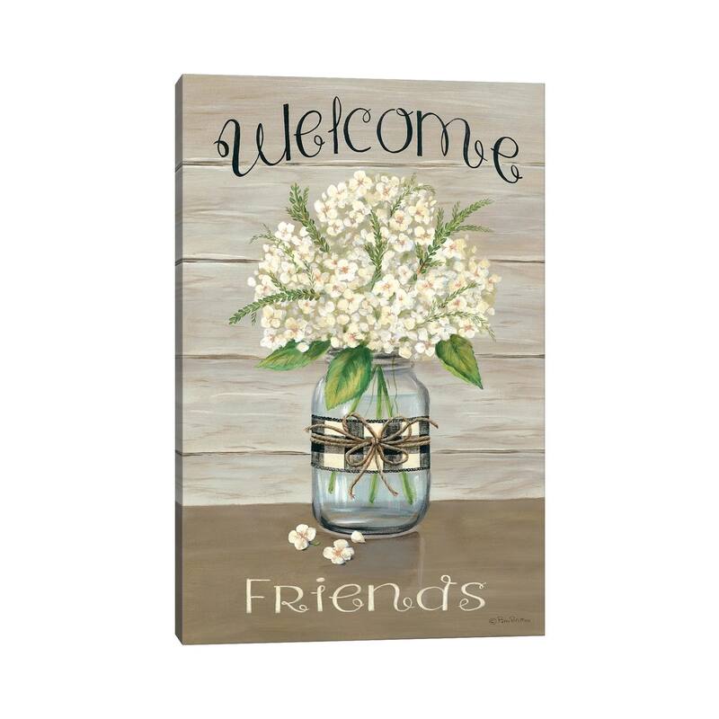 iCanvas "Welcome Friends Mason Jar" by Pam Britton Canvas Print