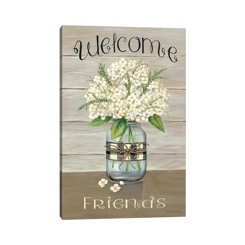 iCanvas "Welcome Friends Mason Jar" by Pam Britton Canvas Print