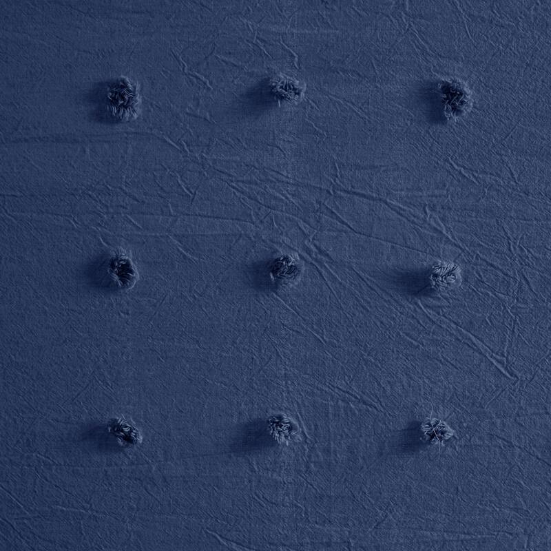 Intelligent Design Maize Cotton Jacquard Pom Pom Shower Curtain