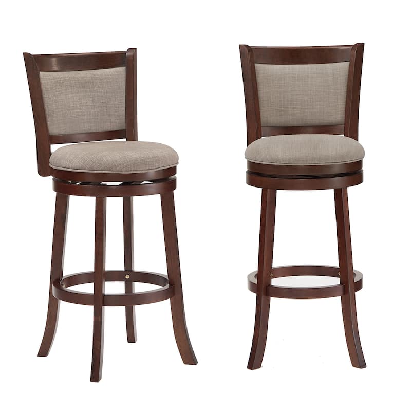 Rovinj Upholstered Back Swivel Stool - Cherry-Grey Linen
