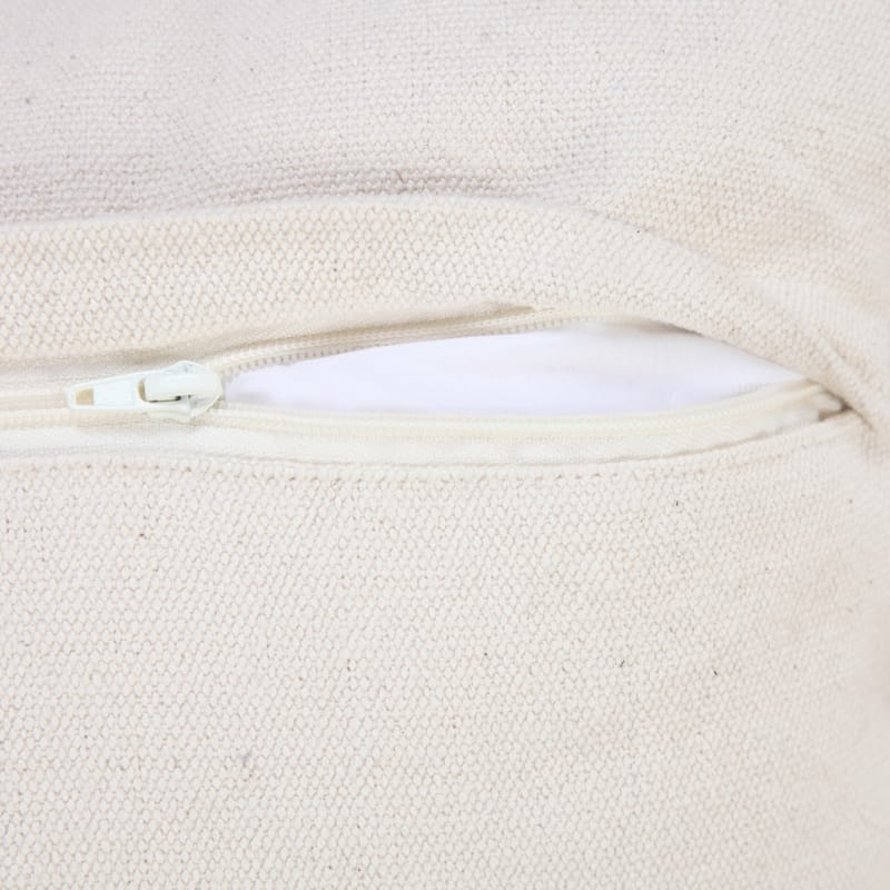 Handwoven Striped Square Throw Pillow Cover with Pom Poms - 20" - Cream and Black