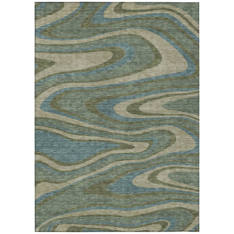 Machine Washable Indoor/ Outdoor Abstract Busey Chantille Rug