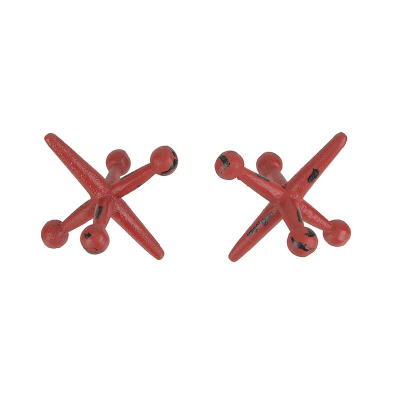 Zeckos Red Cast Iron Giant Jack Decorative Bookends (Set Of 2) - 3.75 X 4.75 X 4.5 inches