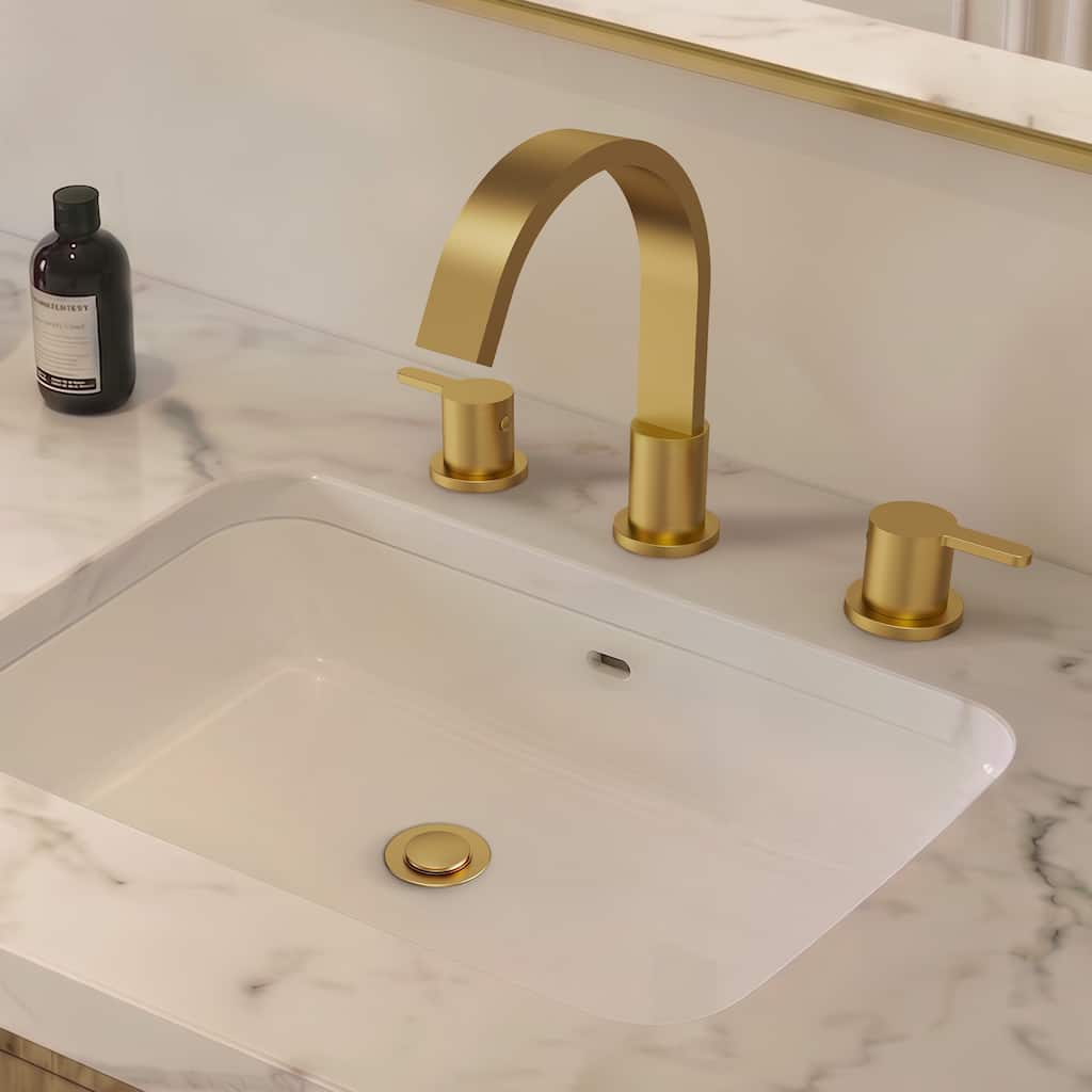 Widespread Bathroom Faucet 3 Hole, 2-handle Bathroom Sink Faucet with Drain Assembly