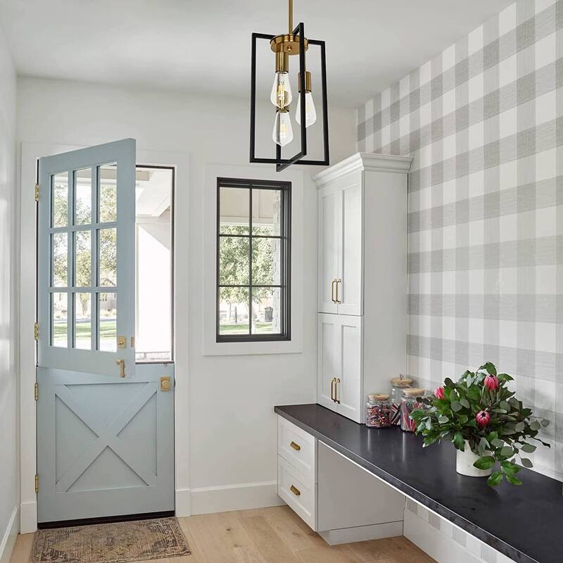 3 light industrial hanging lamp rectangle black pendant light kitchen island hanging lamp