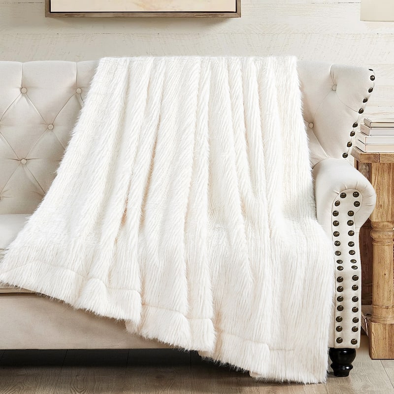 Home Soft Things Cozy Soft Plush Textured FauxFur Throw Blanket - 60" x 70" - Pinstripe