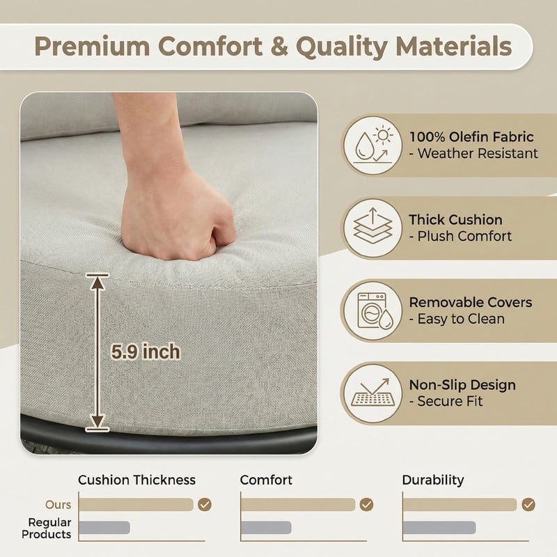 Spruce & Spring Patio Fruniture Outdoor Swivel Chair and Side Table