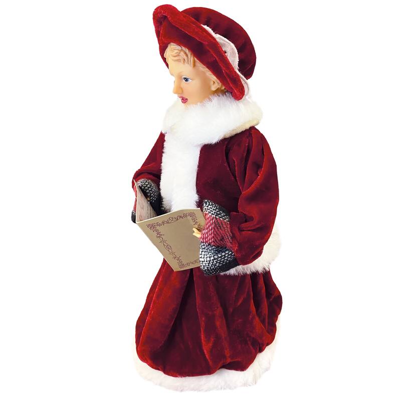 15-18" Red and Gray Plaid Carolers, Set of 4
