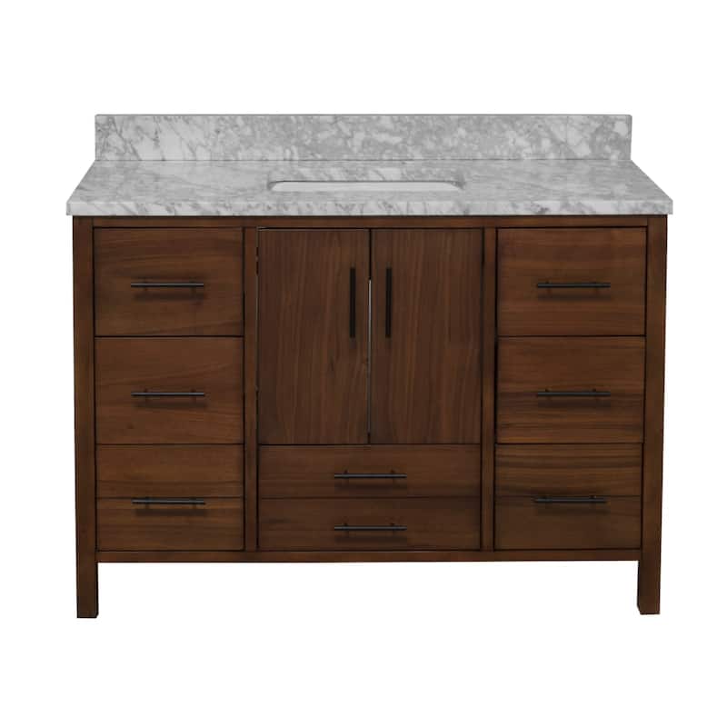 KitchenBathCollection California 48" Bathroom Vanity with Carrara Marble Top