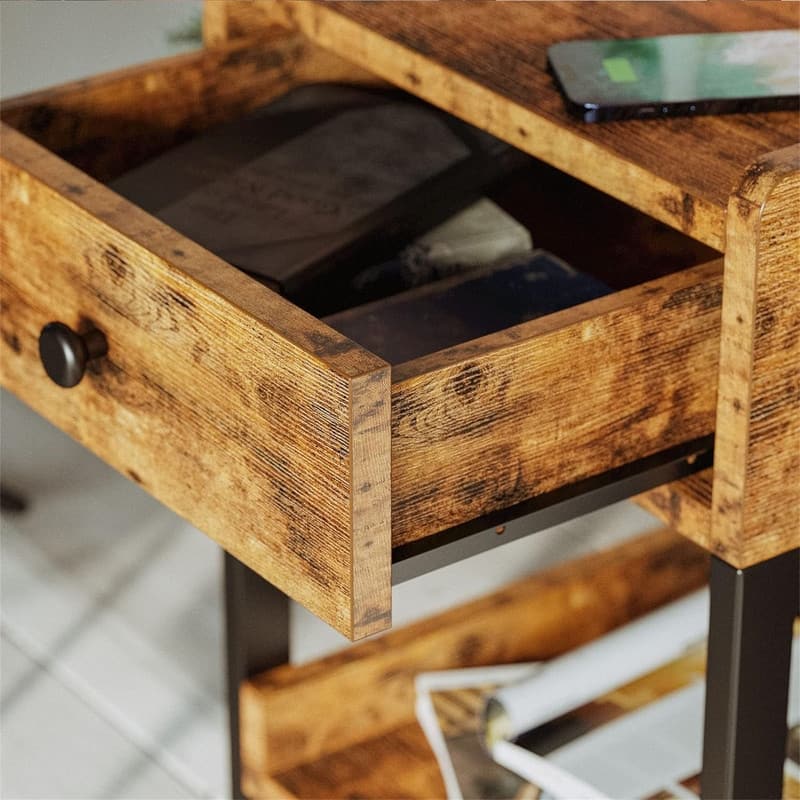 Nightstand Bedside Table with Charging Station