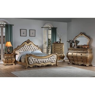 ACME Ragenardus Queen Bed, PU & Vintage Oak (1Set/3Ctn) - Bed Bath ...
