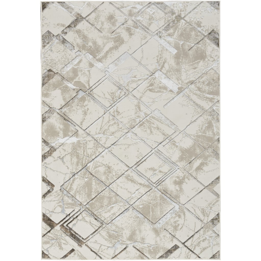 Power Loomed Geometric Modern Non Skid Stain Resistant Area Rug - 87' X '63' X '0.39