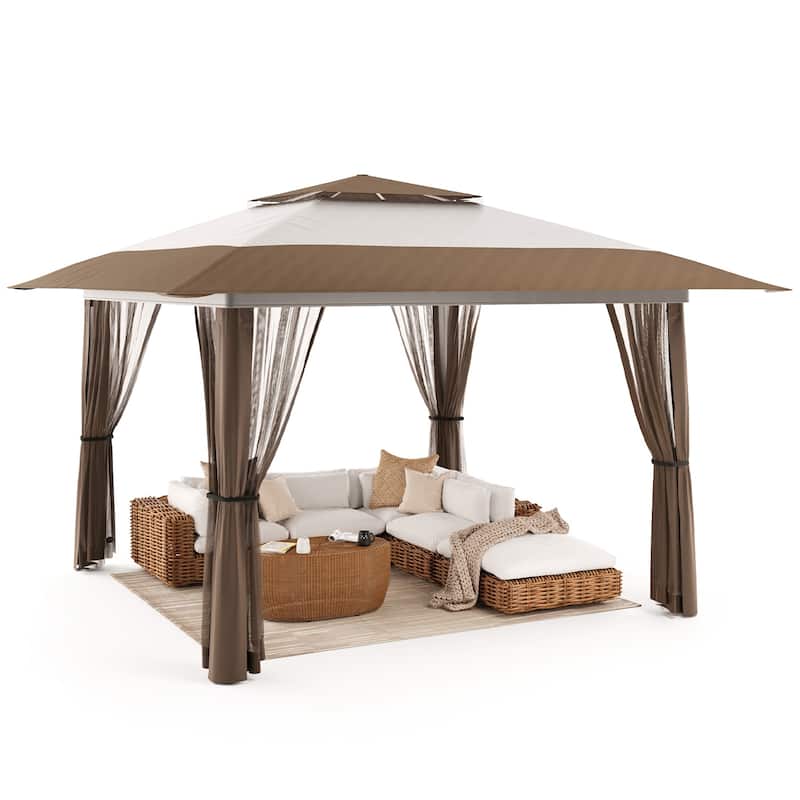 11 x 11 / 13 x 13 Pop Up Gazebo Tent with Mosquito Netting, Outdoor Canopy Tent