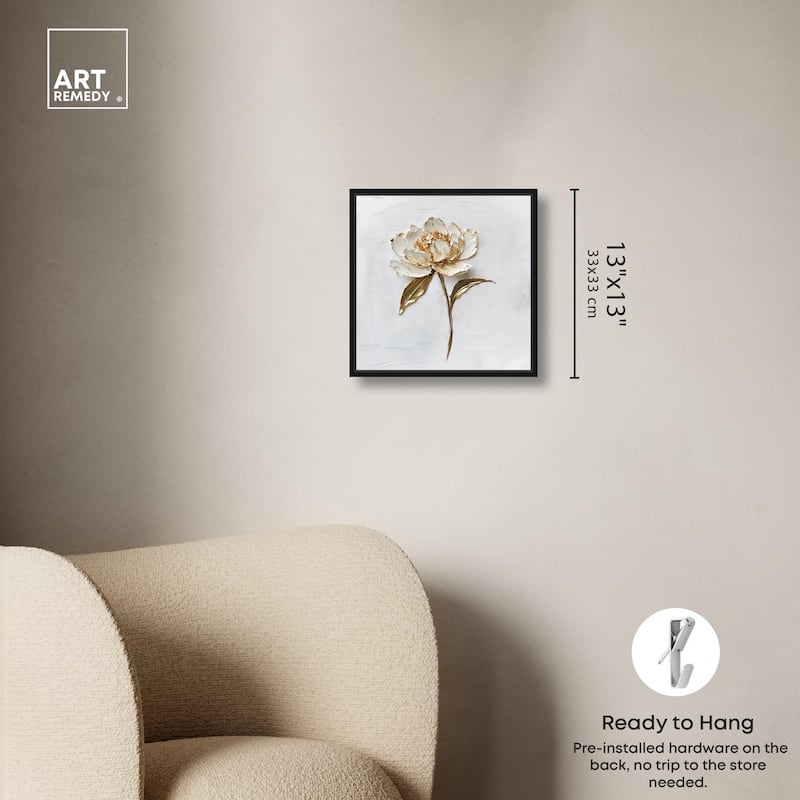 Simple Golden Peonie Canvas by Art Remedy