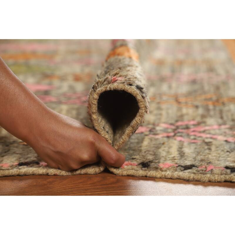 Geometric Moroccan Square Area Rug Hand-Knotted Wool Carpet - 5'9" x 6'4"