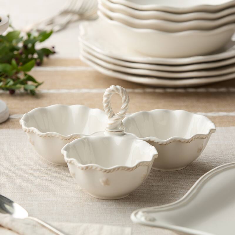 Certified International Heritage 3 Section 8oz. Condiment Server with Handle - 9.25'' W x 9'' D x 4.75'' H