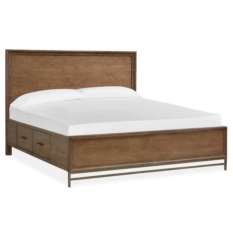 Magnussen Home Lindon Belgian Wheat And Coffee Bean Panel Storage Bed - Queen