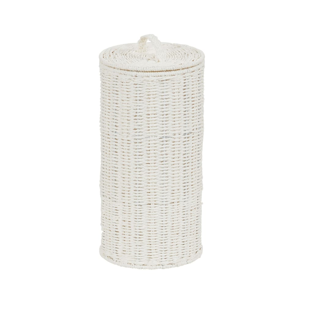 Household Essentials Wicker Toilet Paper Holder with Lid - White