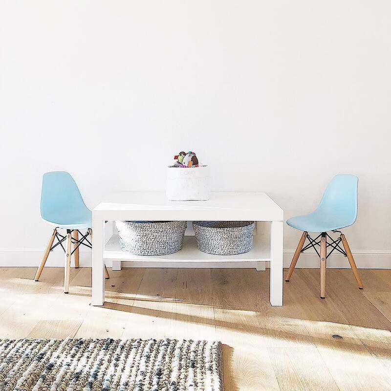 Kids Table and Chair Set Modern Toddler Furniture with Round Table and Armless Chairs Eiffel Wooden Legs Dining or Playroom Use