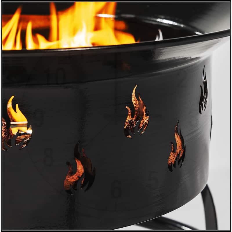 19 inch Portable Fire Pit, Outdoor with Lava Rocks