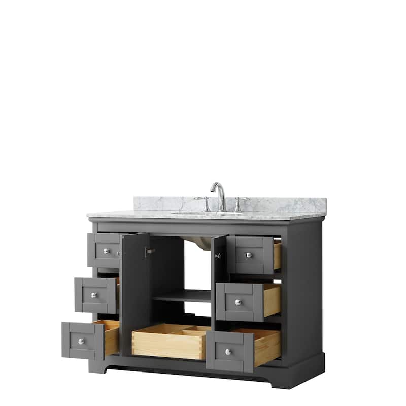 Avery 48-inch Single Vanity, Marble Top, Oval Sink, No Mirror