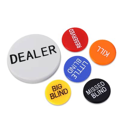 GSE™ Set of 3 Little Blind, Big Blind, Missed Blind, Kill, Reserve, Dealer Puck Buttons for Texas Hold'em Poker Card Games