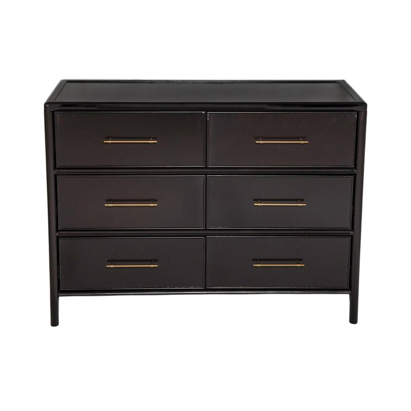 Roomfitters Large 6-Drawer Sideboard Storage Cabinet with Gold Handles