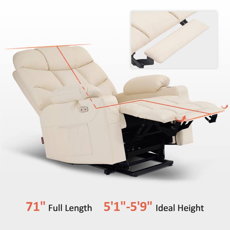 MCombo Electric Power Lift Recliner Chair Sofa for Elderly, 2 Side Pockets and Cup Holders, Faux Leather 7288