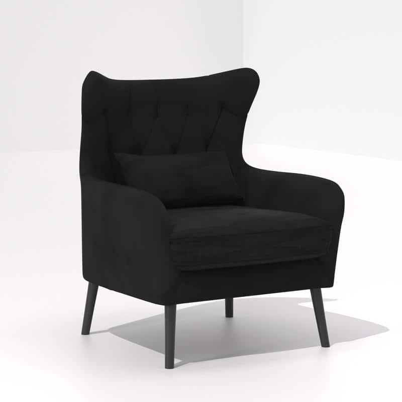 Velvet Tuft Thick Cushion Accent Chair (Set of 2)