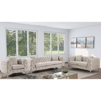 Furniture of America Carysford Contemporary Tufted 3-Piece Sofa Set