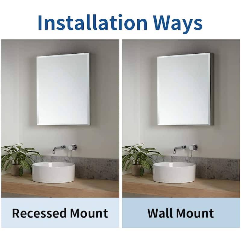 20X26 Inches Matted Black Medicine Cabinet Surface Mount Or Recess With Mirror Bathroom Livingroom