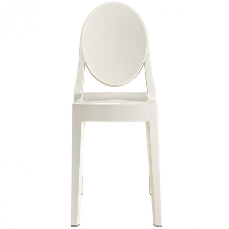 Clear Modern Dining Molded Armless No Arm Side Chairs Stacking Plastic Home Office Kitchen Work Bedroom Designer - White
