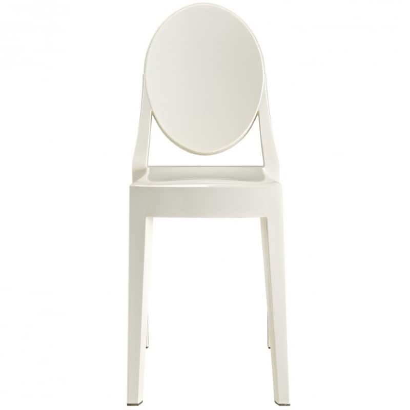 Clear Acrylic Stackable Armless Side Chairs with Oval Back – Modern Transparent Dining, Vanity, Office Accent Chairs (Set of 2)