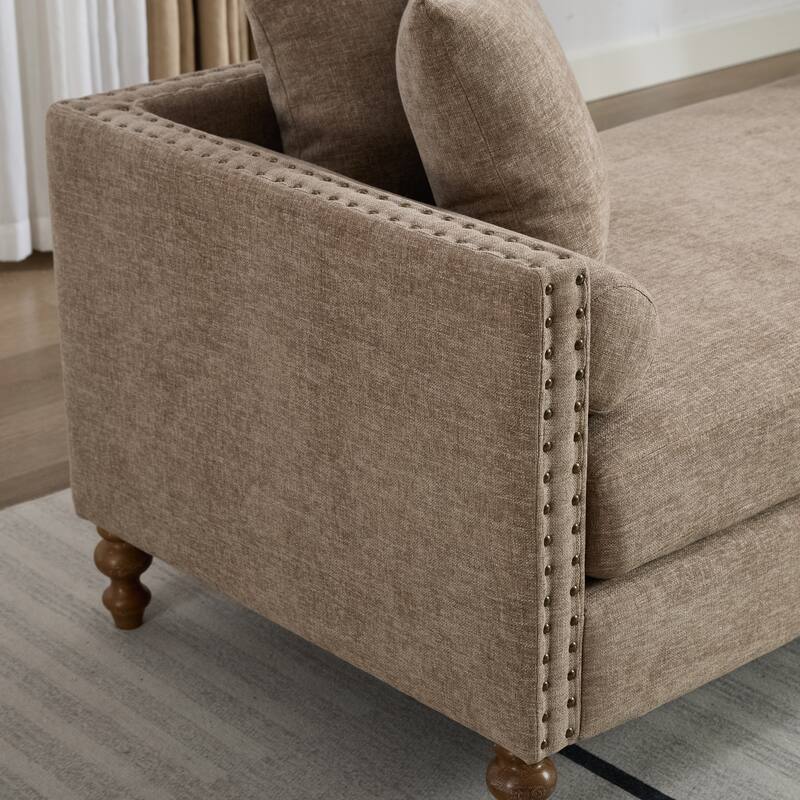 75.2" W Upholstered Chaise Lounge Chair,Modern Sofa Couch with Pillows