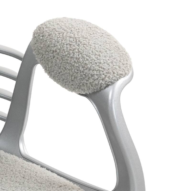 Teddy Fleece Home Office Chair, Upholstered Vanity Chair with Armrests, Swivel Rolling Chair with Adjustable Height - N/A