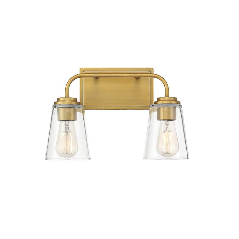 Meridian M80043 2 Light 15" Wide Bathroom Vanity Light with Tapered - Natural Brass
