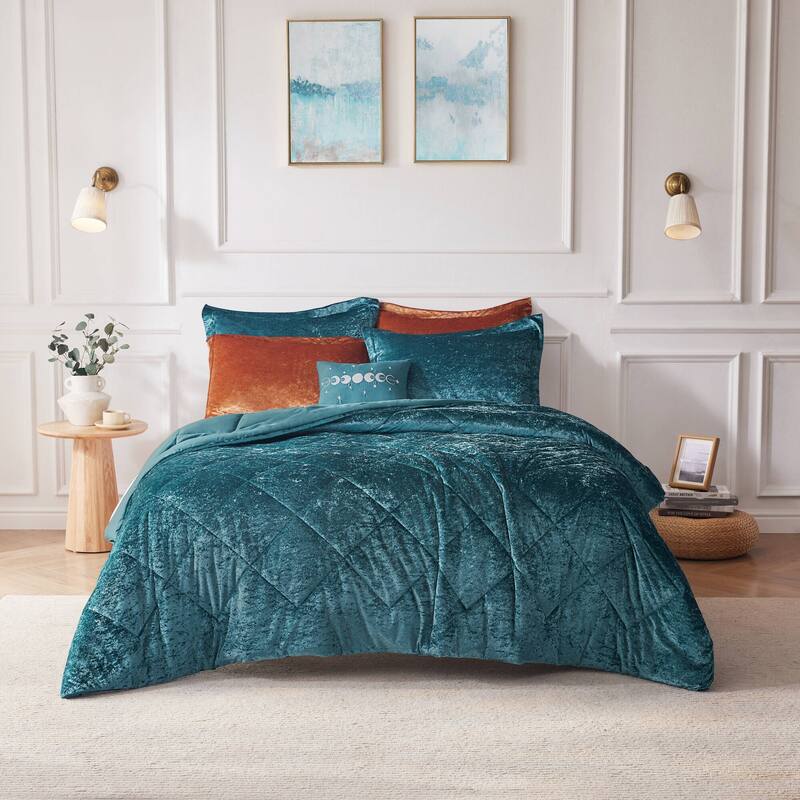 Intelligent Design Isabel Velvet Duvet Cover Set (Insert Excluded) - Teal - Twin XL