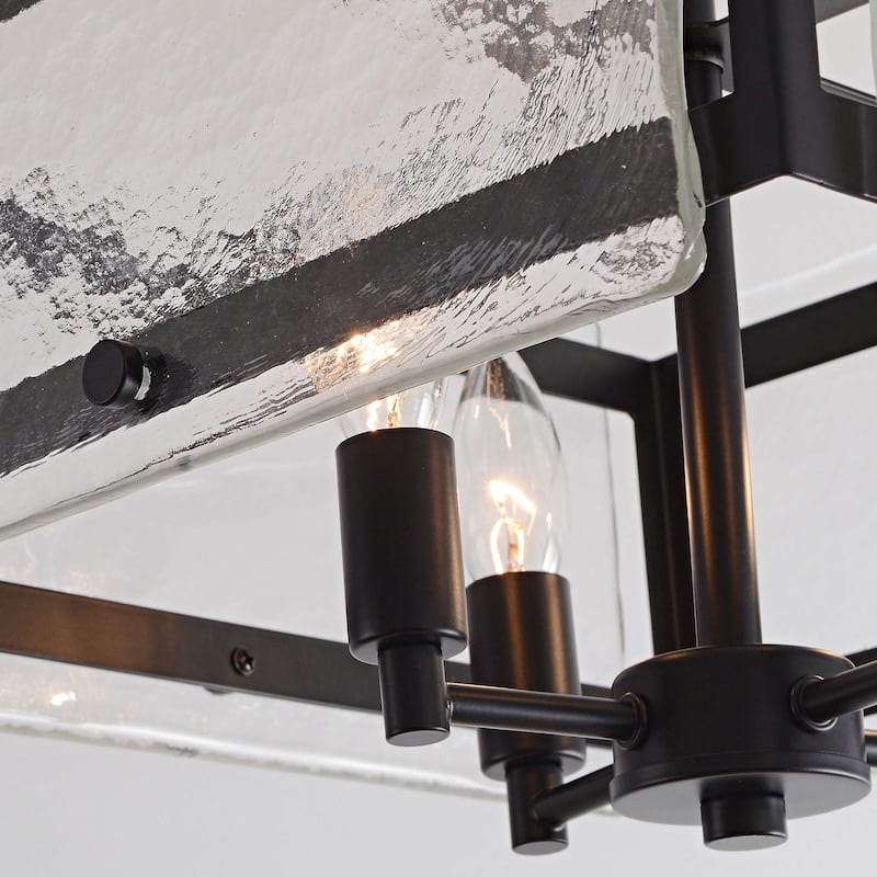 Laia 15" 4-light Hand Crafted Glass Panels Square Flush Mount - 15" W x 15" H x 15" D