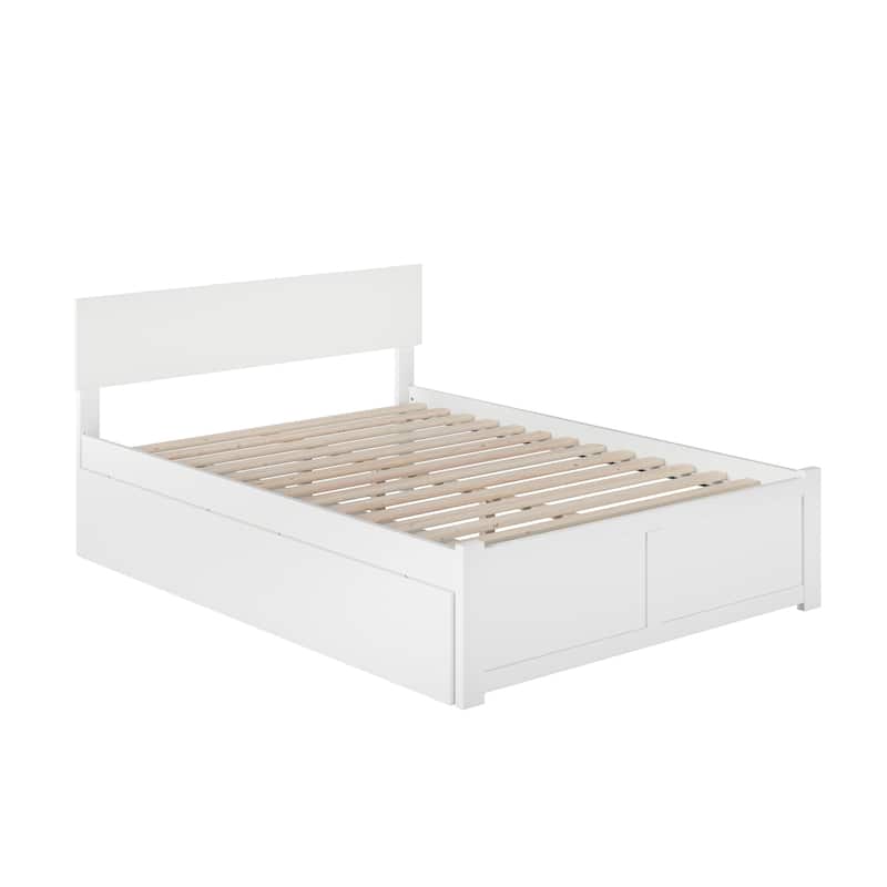 Orlando Full Platform Bed with Footboard and 2 Bed Drawers in White