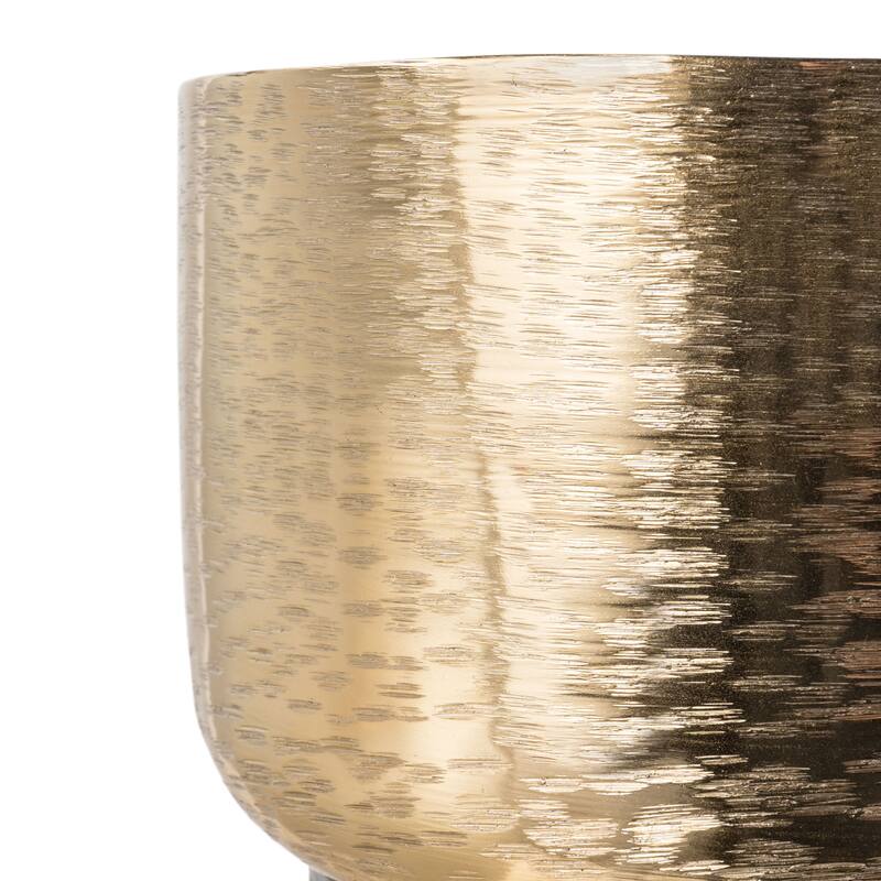 Thallo Gold Metal Floor Planters, Set of 3 - 11" x 11" x 30"