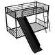 preview thumbnail 9 of 8, Black Twin over Twin Metal Bunk Bed with Slide, Ladder, and Fence