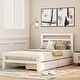 preview thumbnail 1 of 7, Wood Platform Bed Frame with 2 Storage Drawers & Headboard, Twin Size White - Twin