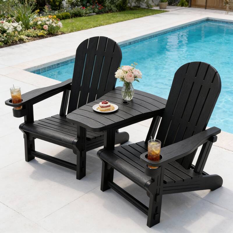 Outdoor All Weather Adirondack Chairs with Movable Footrests, Set of 5/3.